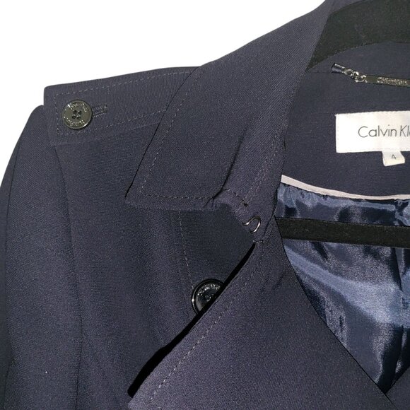 CALVIN KLEIN | Navy Blue Calvin Klein Buttons 100% Polyester Blazer - Picture 7 of 13